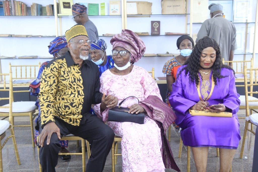 Toyin Falola and Mrs Akinyele at the Akinyele library Ibadan
