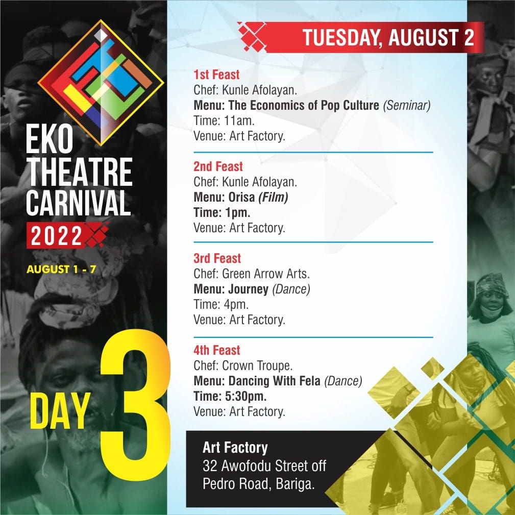 Countdown to 8-day creative 'feasts' in Lagos on 2022 Eko Theatre Carnival, August 1-7 11 ETC DAY 3