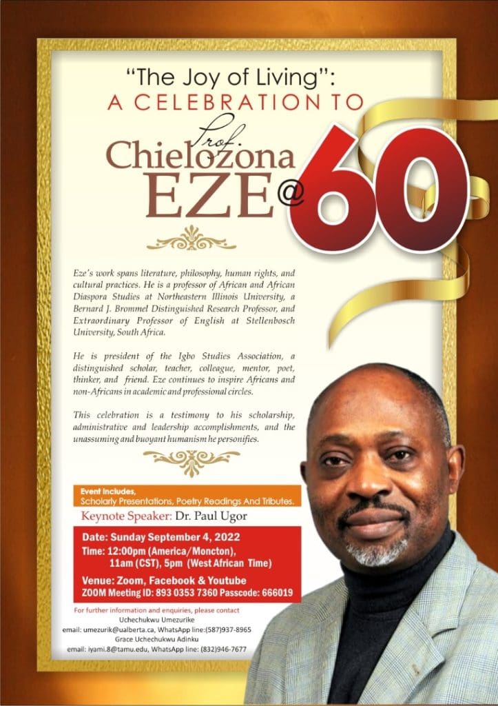 Chielozona Eze@60: Celebration comes for a distinguished culture scholar and humanist 6 Chielona