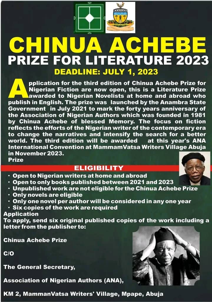 Chinua Achebe Prize for Literature: ANA calls for entries 6 IMG 20230426 WA0159