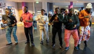 Exploring the nexus of duty and responsibility as Soyinka’s ‘Death and The King’s Horseman’ opens at Sheffield Theatres 7 At Reherasals 1 Wale Ojo Jide Adeyemi Kehinde Bankole Bola Akanbi Olusegun Lafup Ogundipe and Julius Obende in rehearsals for Death and the Kings Horseman. Photo by Anthony Robling