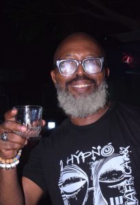 DJBola Browne, Freedom Park’s Director of Progs, buried in colours 46 Raybee life is good